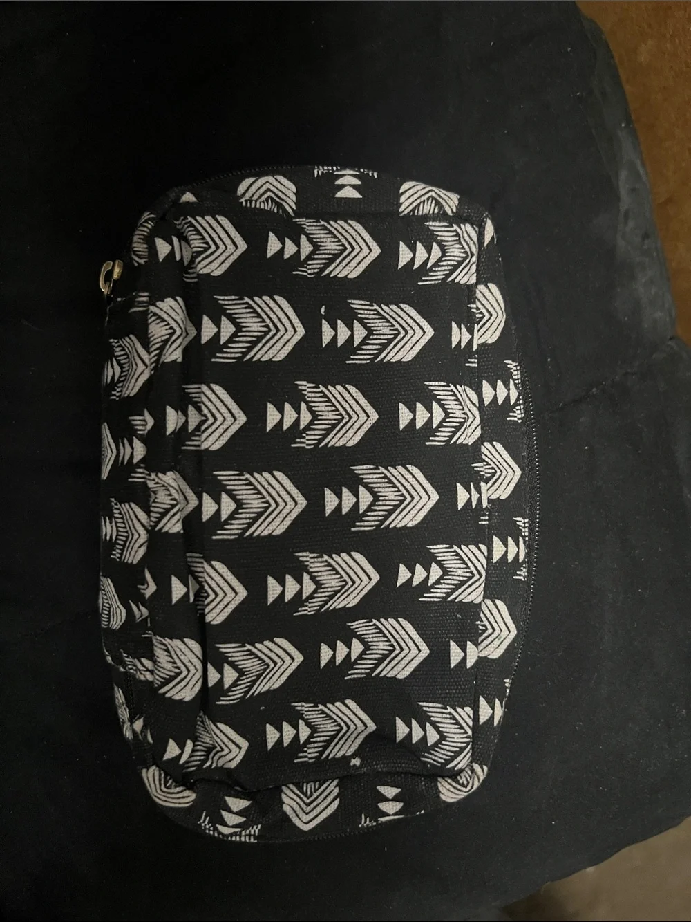 Women's Black & White Patterned Mini Cosmetic Pouch